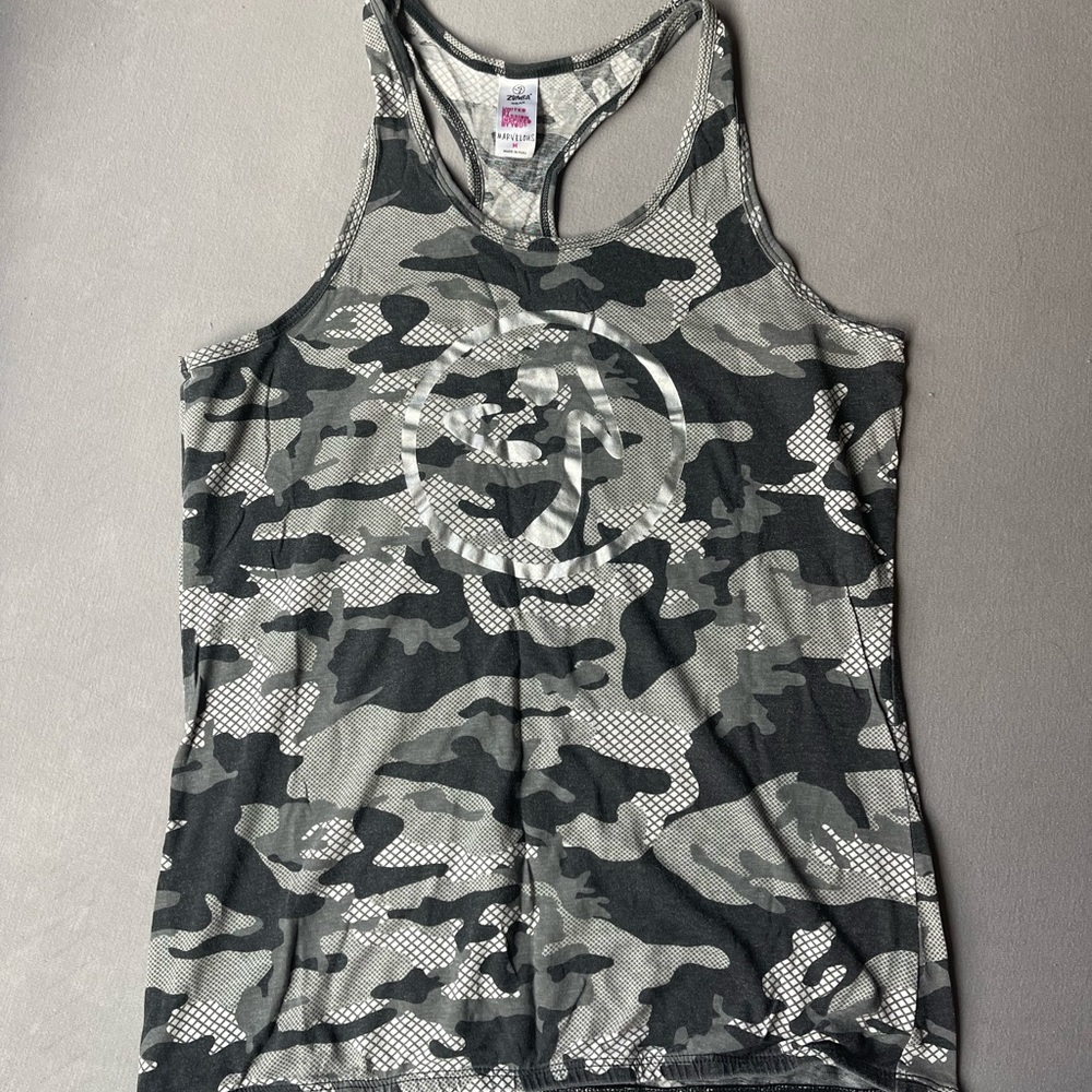 Grey Camo Zumba Tank Top
